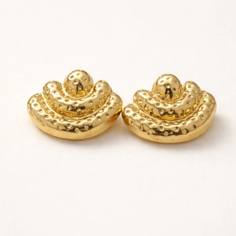 18K Gold Plated Golden Wave Stud Earrings