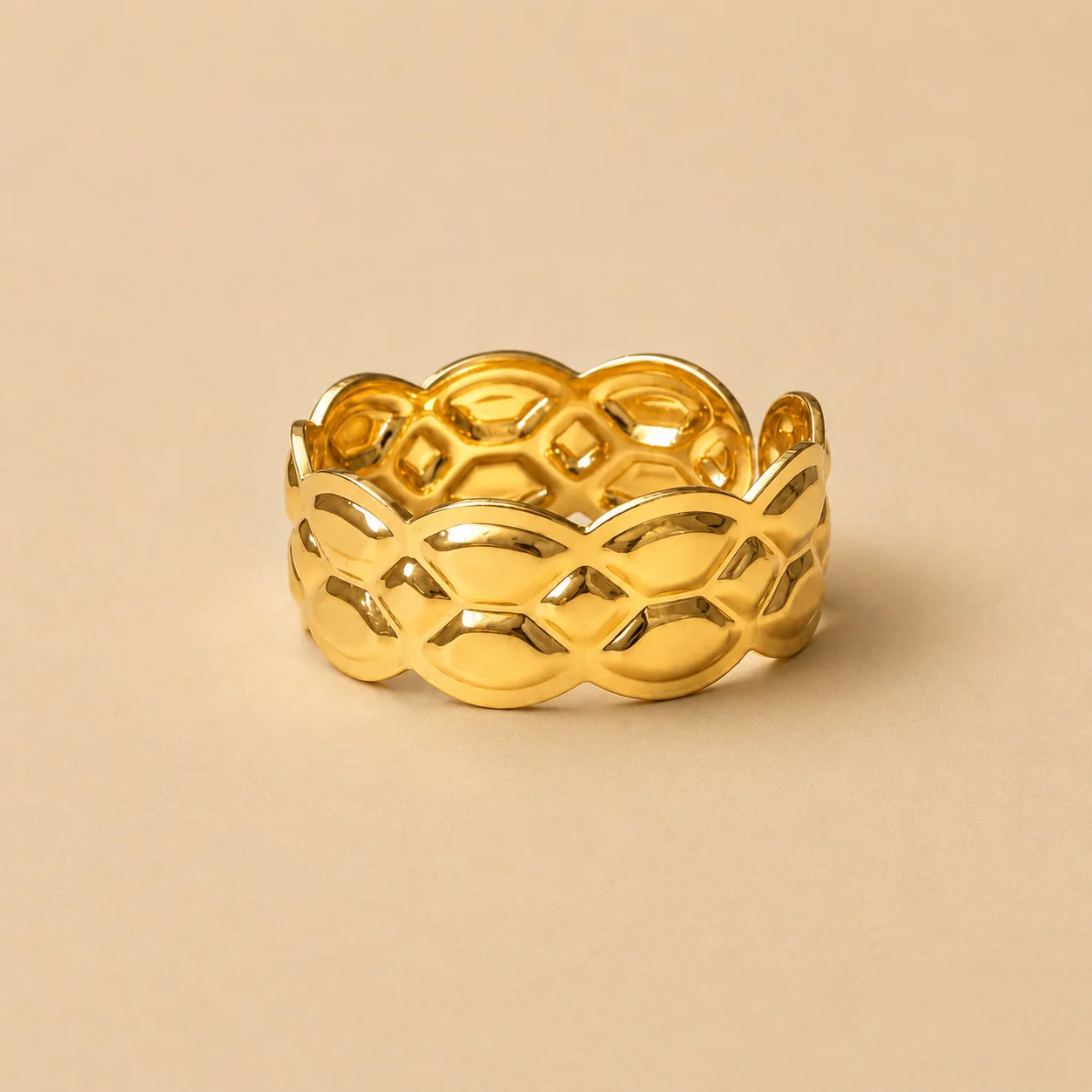 18K Glod Plated Elegant Mesh Pattern Ring
