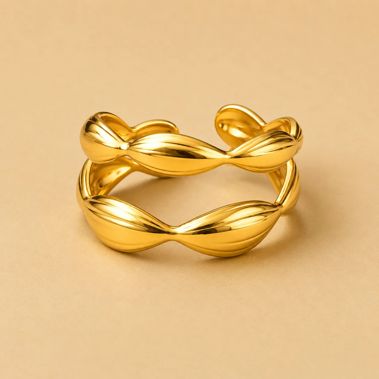 18K Glod Plated Fluid Curve Ring