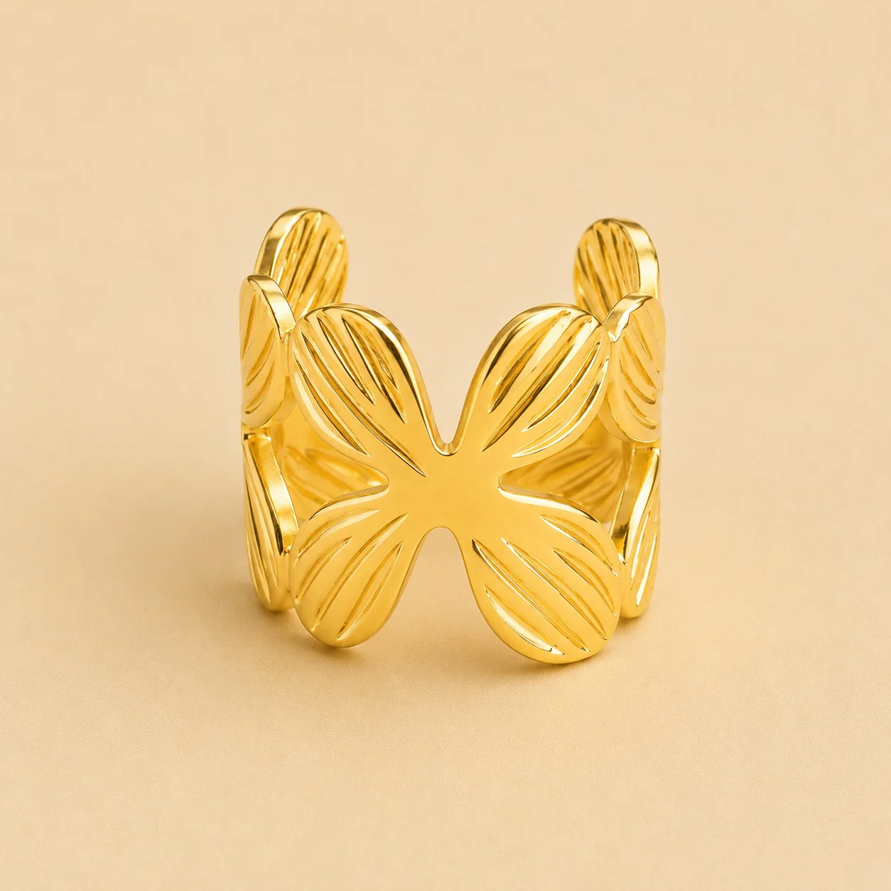 18K Glod Plated Petal Butterfly Ring