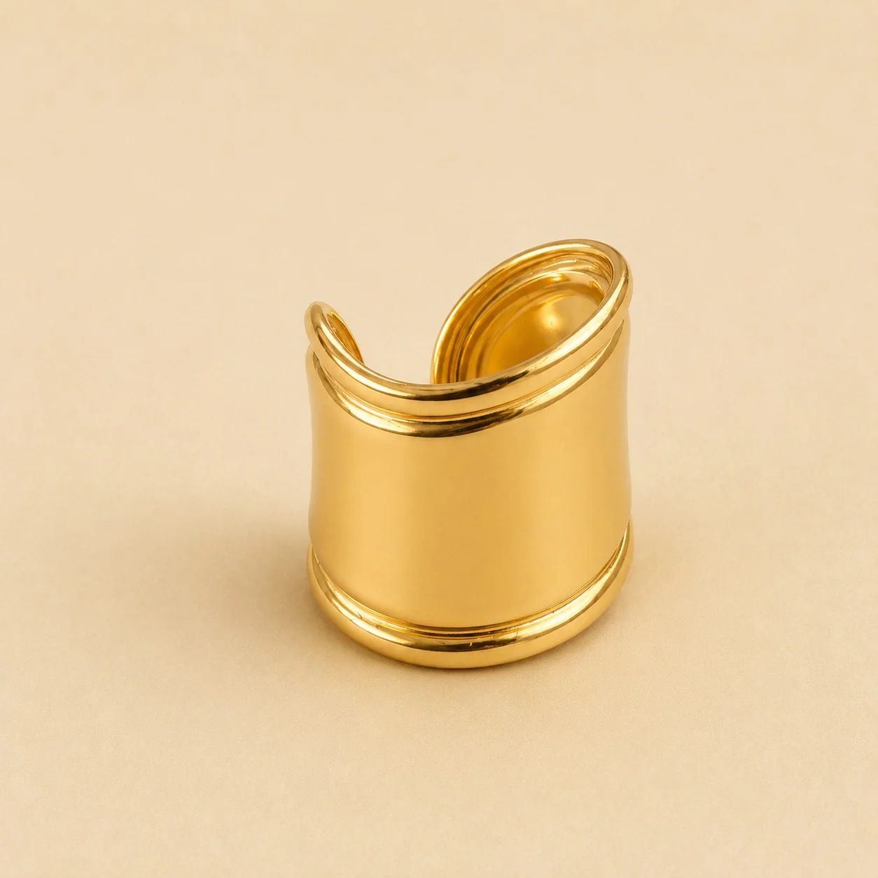 18K Glod Plated Sleek Shine Adjustable Ring