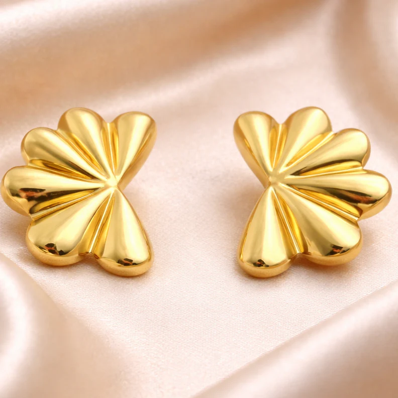 18k Gold Plated Abstract Luxe Petal Earrings - Image 2