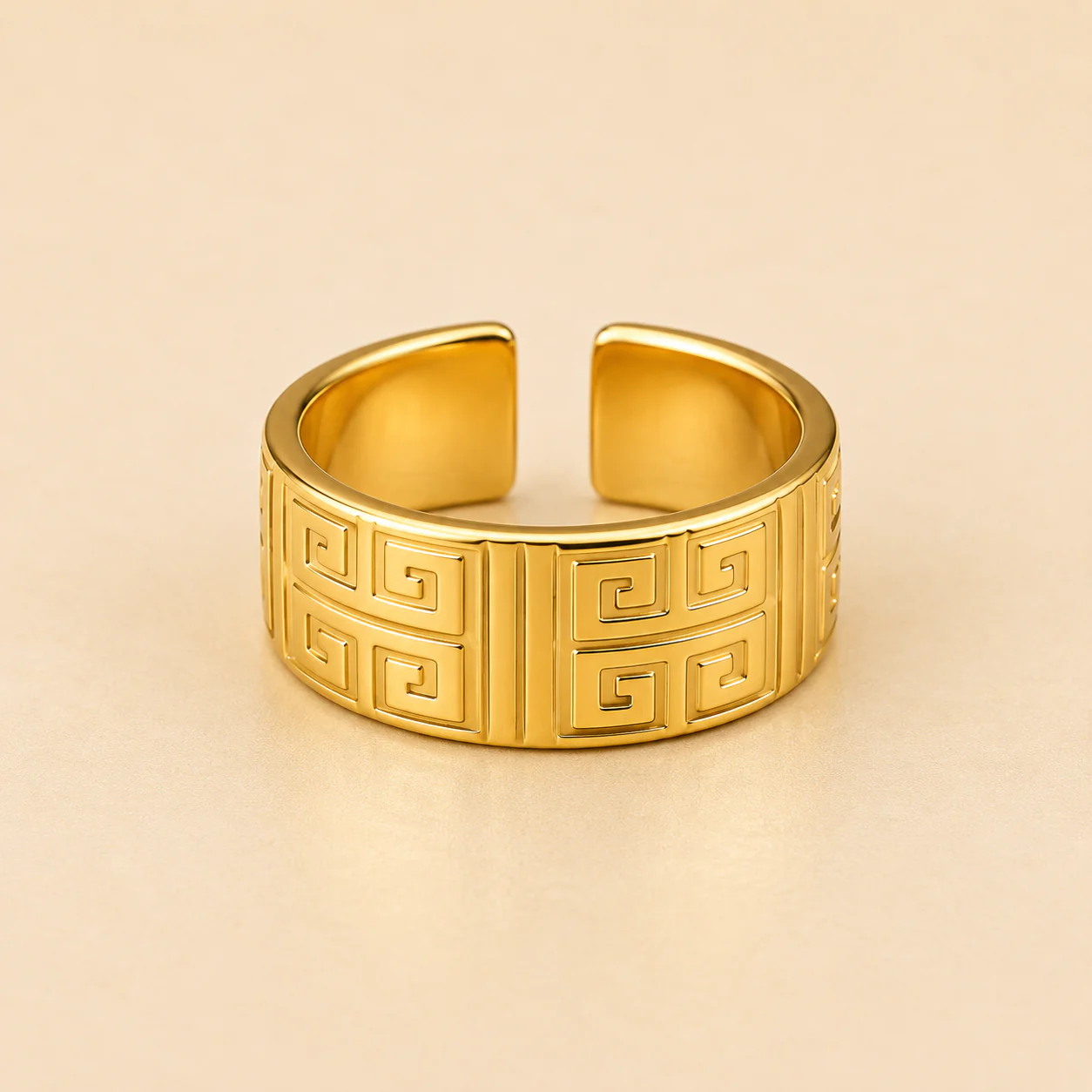 18K Gold Plated  Anti-Tarnish Geometric Band Ring