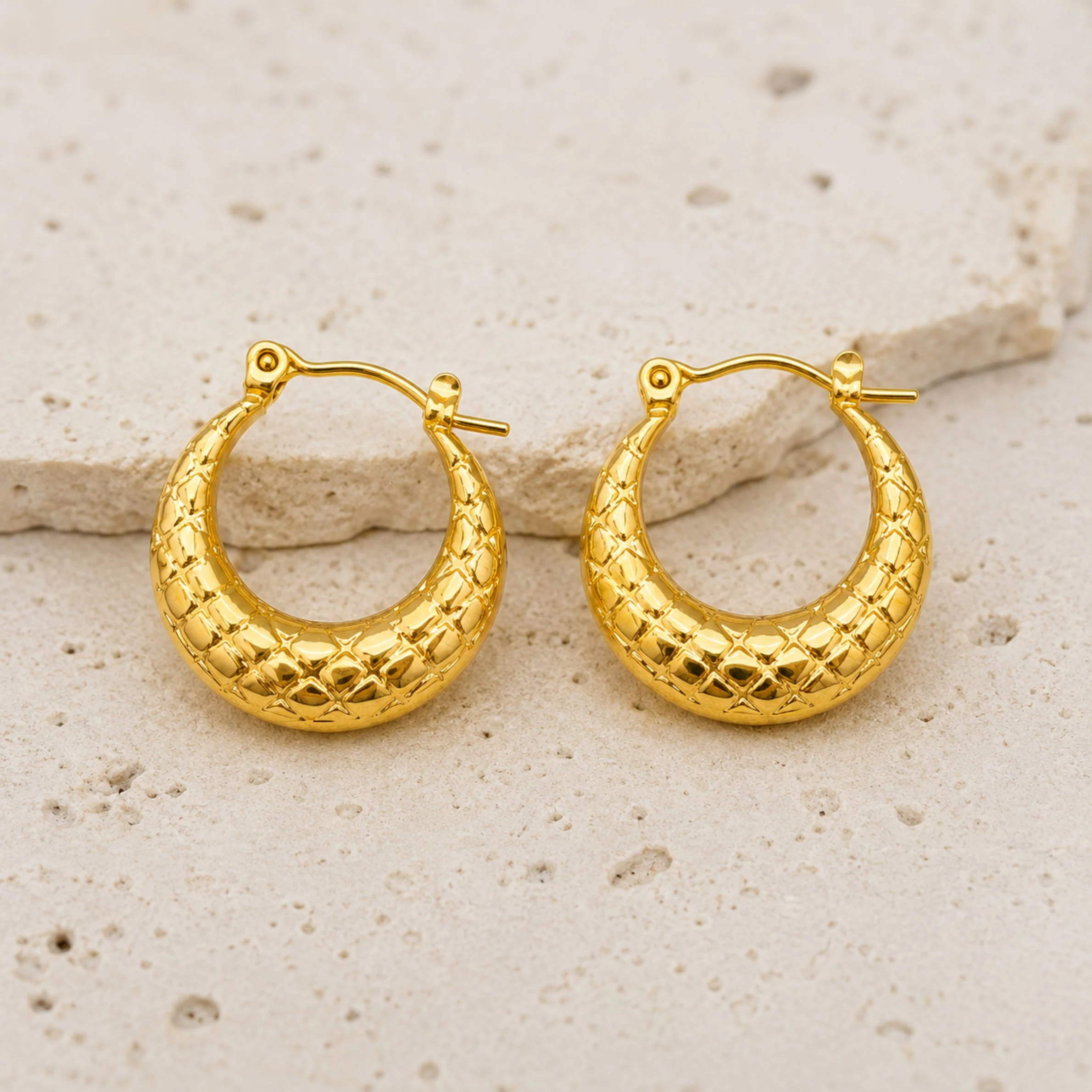 18K Gold Plated Aurelia Croc Hoops Earrings