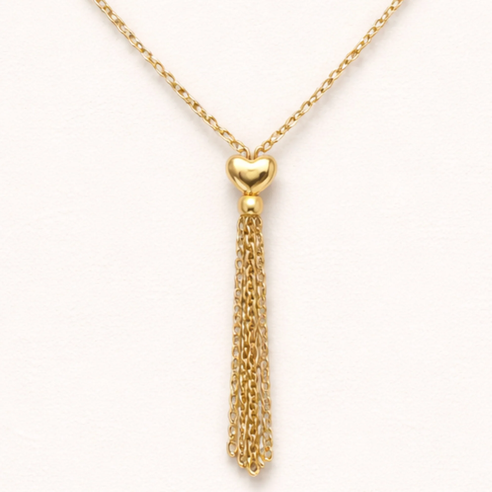 18k Gold Plated Aurelia Heart Tassel Anti-Tarnish Necklace