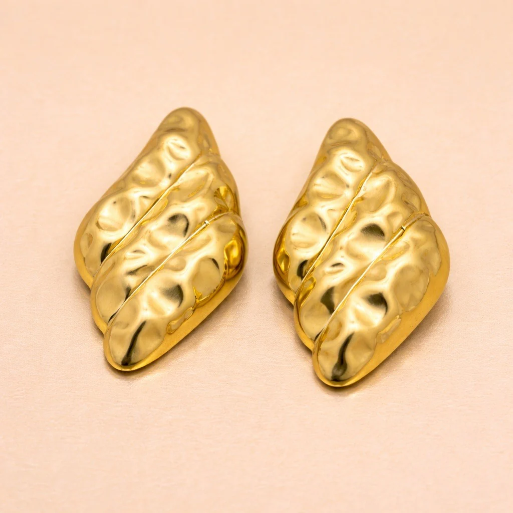 18K Gold Plated Aurelia Sculpted Gold Earrings - Image 3