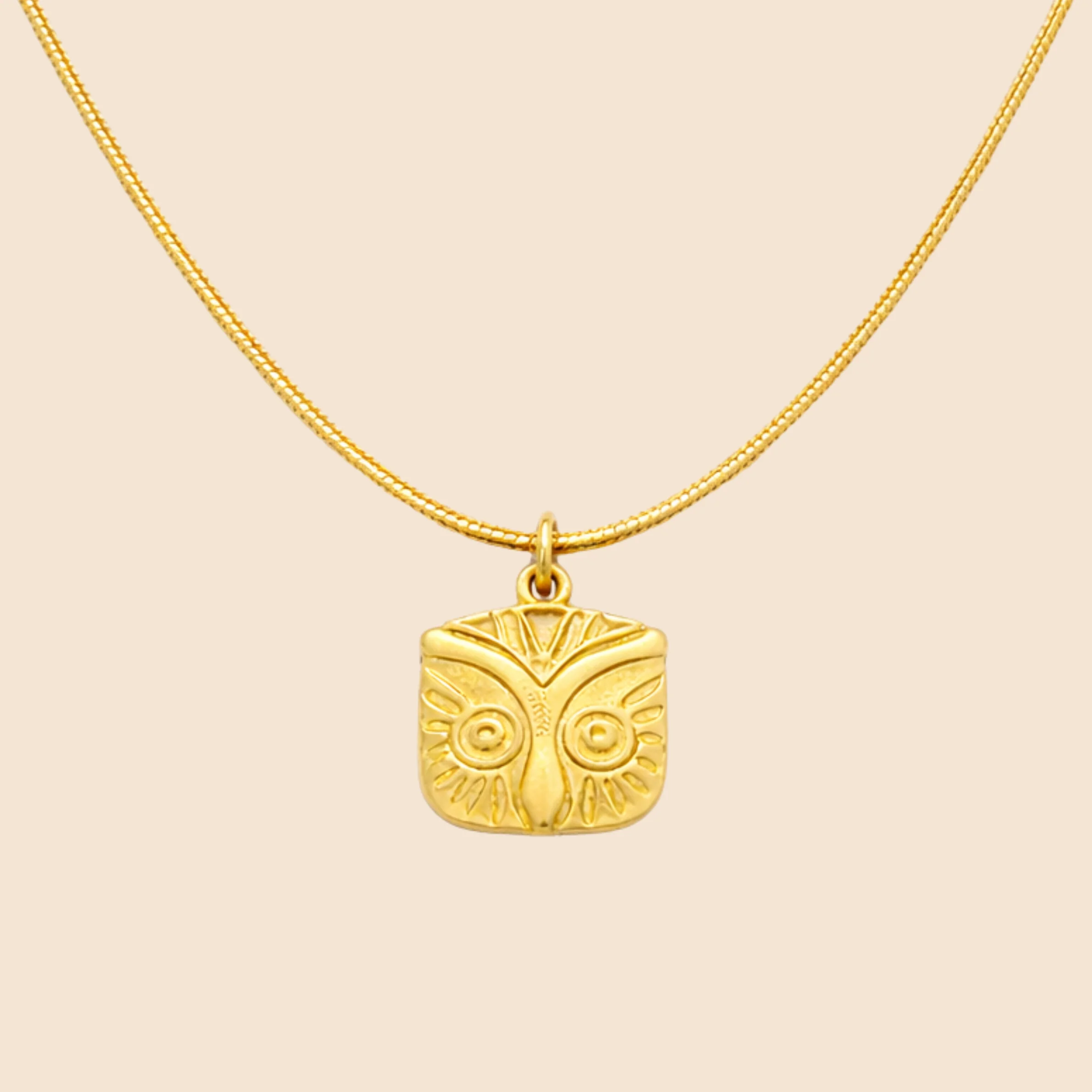 18K Gold Plated Aurora Owl Charm Necklace