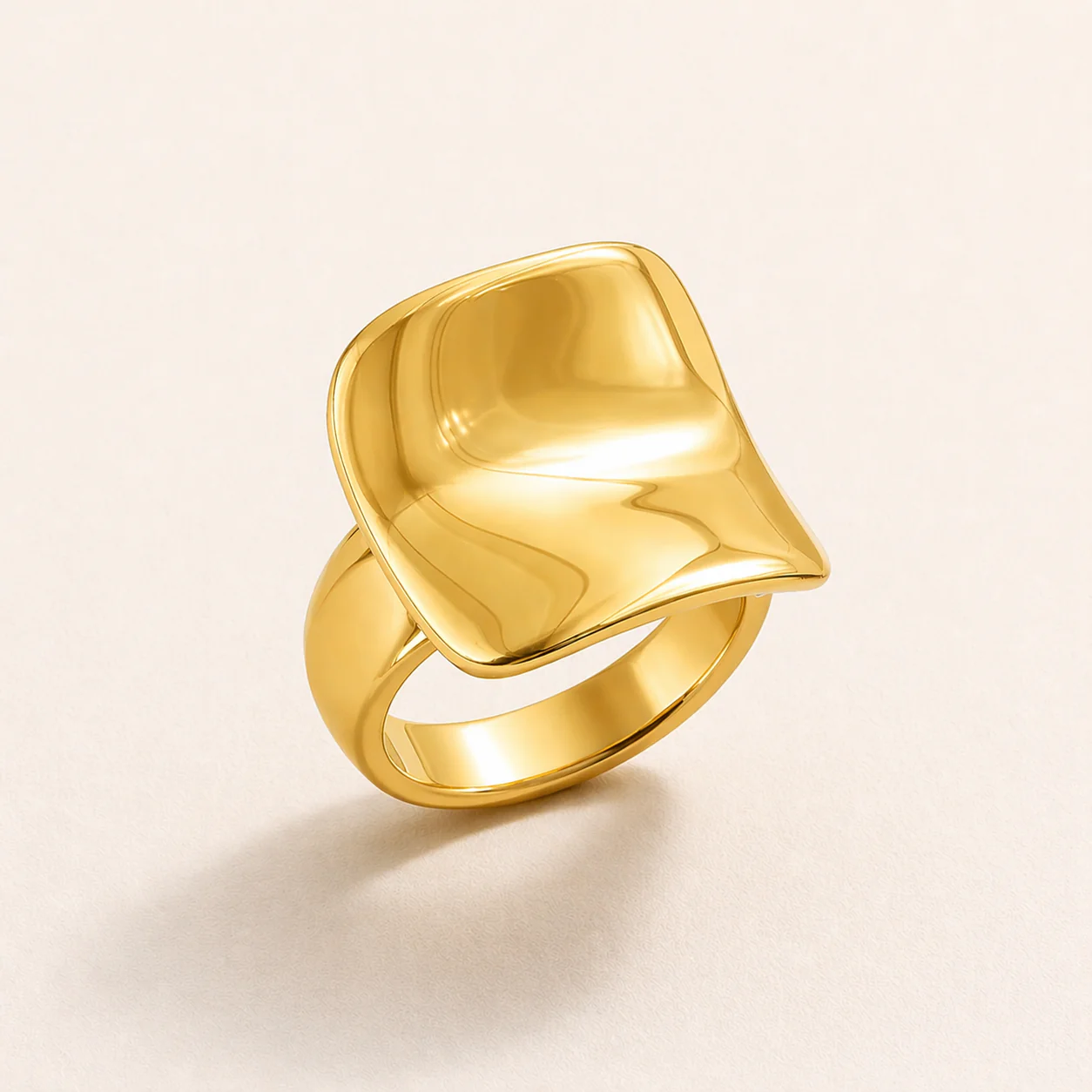 18K Gold Plated Aurora Square Luxe Ring