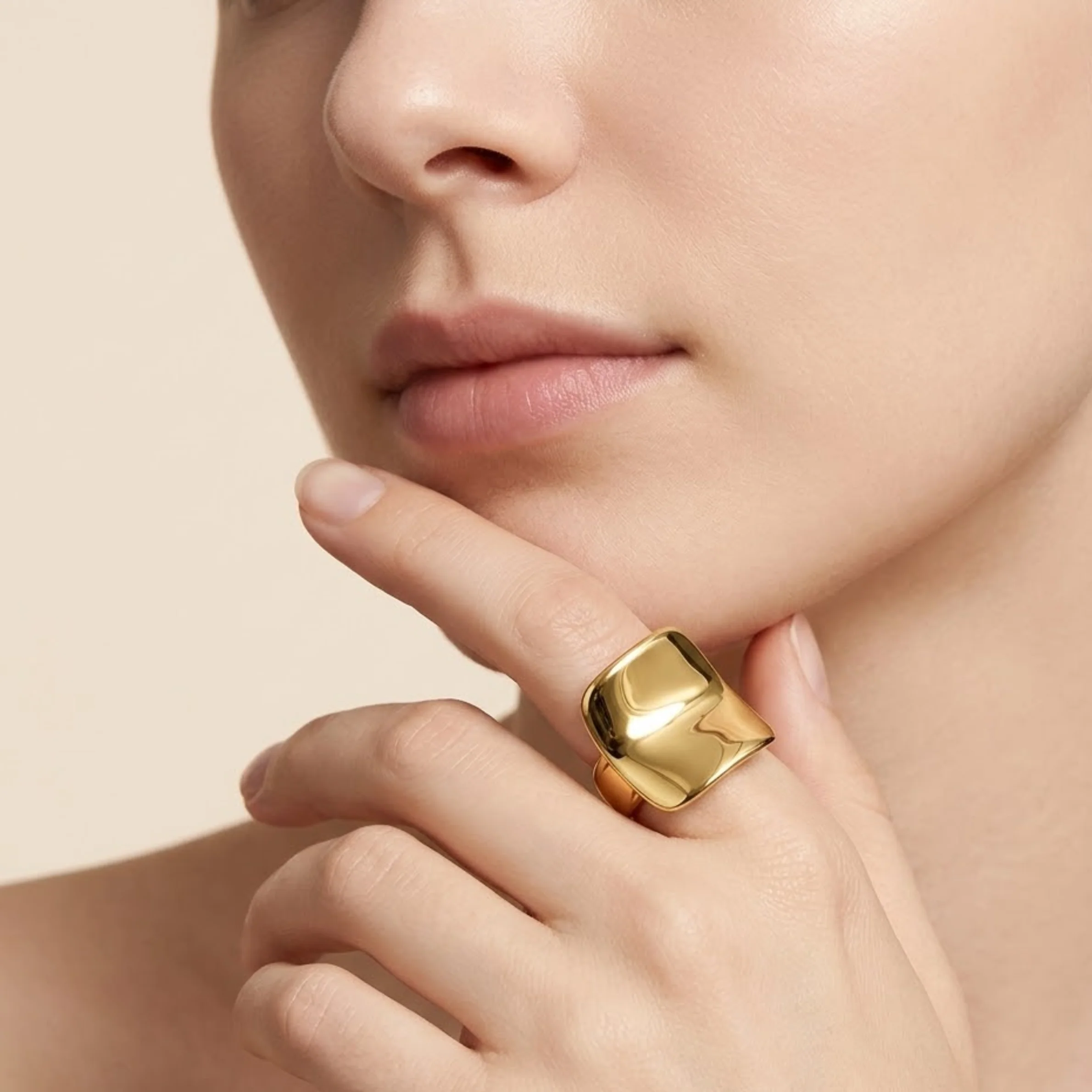 18K Gold Plated Aurora Square Luxe Ring - Image 2