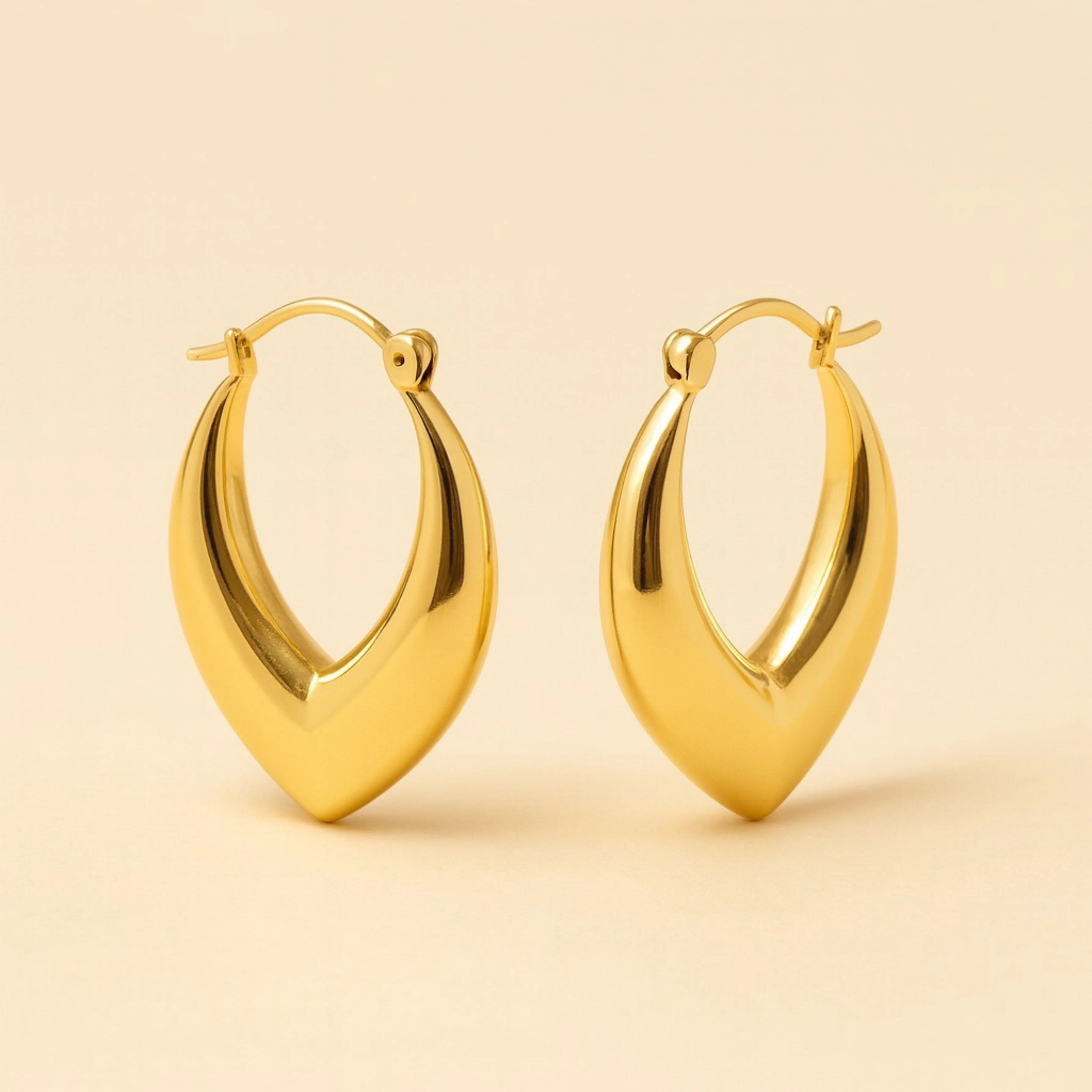 18K Gold Plated Elegant V-Drop Hoops Earring