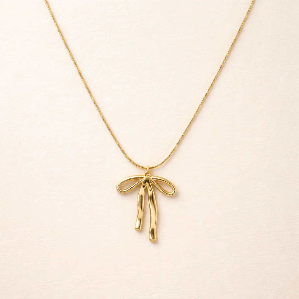 18k Gold Plated Bliss Bow Anti Tarnish Necklace