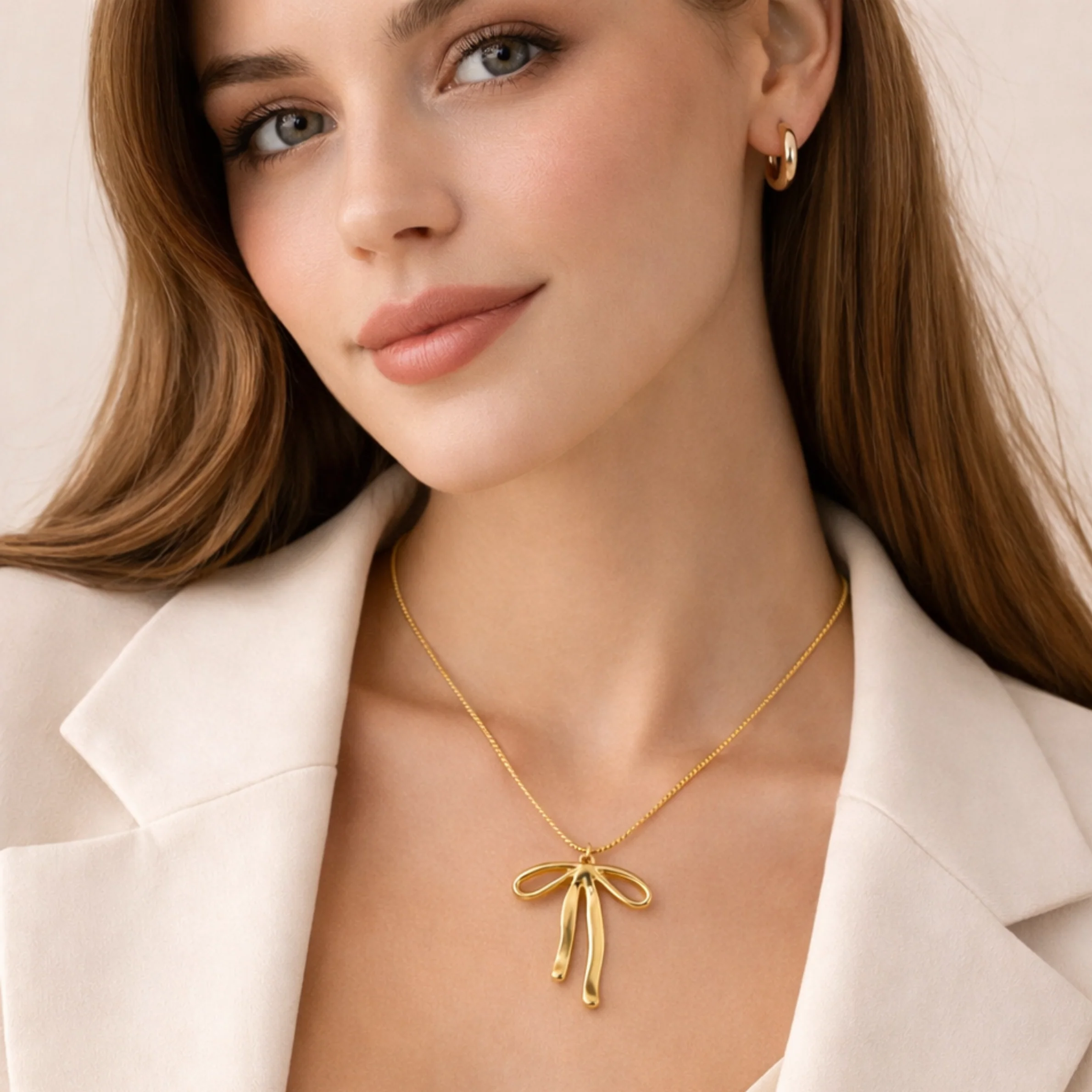 18k Gold Plated Bliss Bow Anti Tarnish Necklace - Image 2