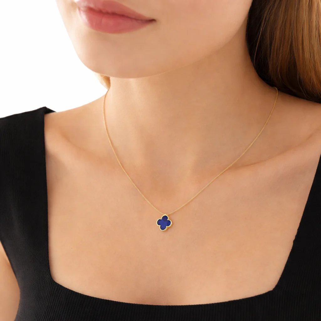 18k Gold Plated Blue Pendant Anti Tarnish Neckalce