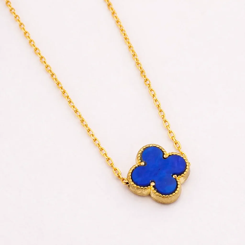 18k Gold Plated Blue Pendant Anti Tarnish Neckalce - Image 2