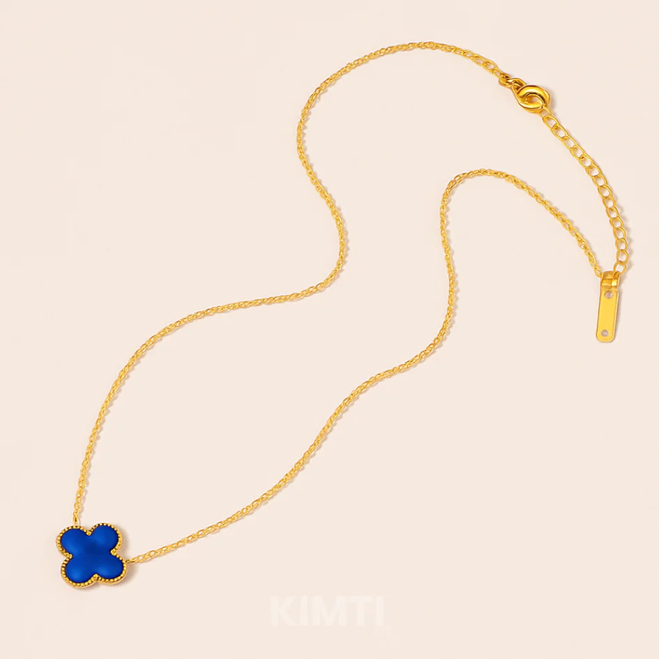 18k Gold Plated Blue Pendant Anti Tarnish Neckalce - Image 3
