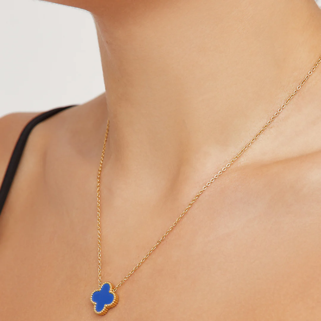18k Gold Plated Blue Pendant Anti Tarnish Neckalce - Image 4
