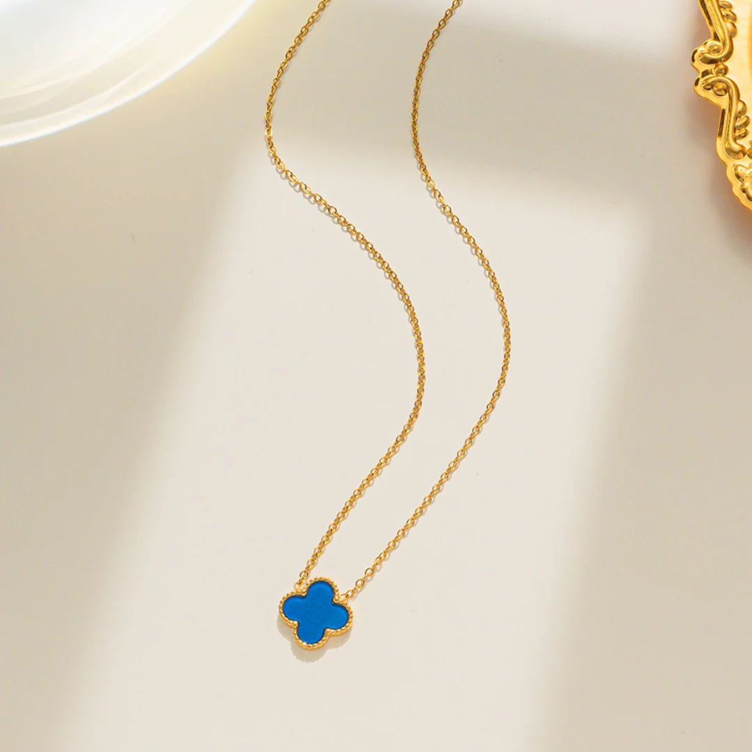 18k Gold Plated Blue Pendant Anti Tarnish Neckalce - Image 5