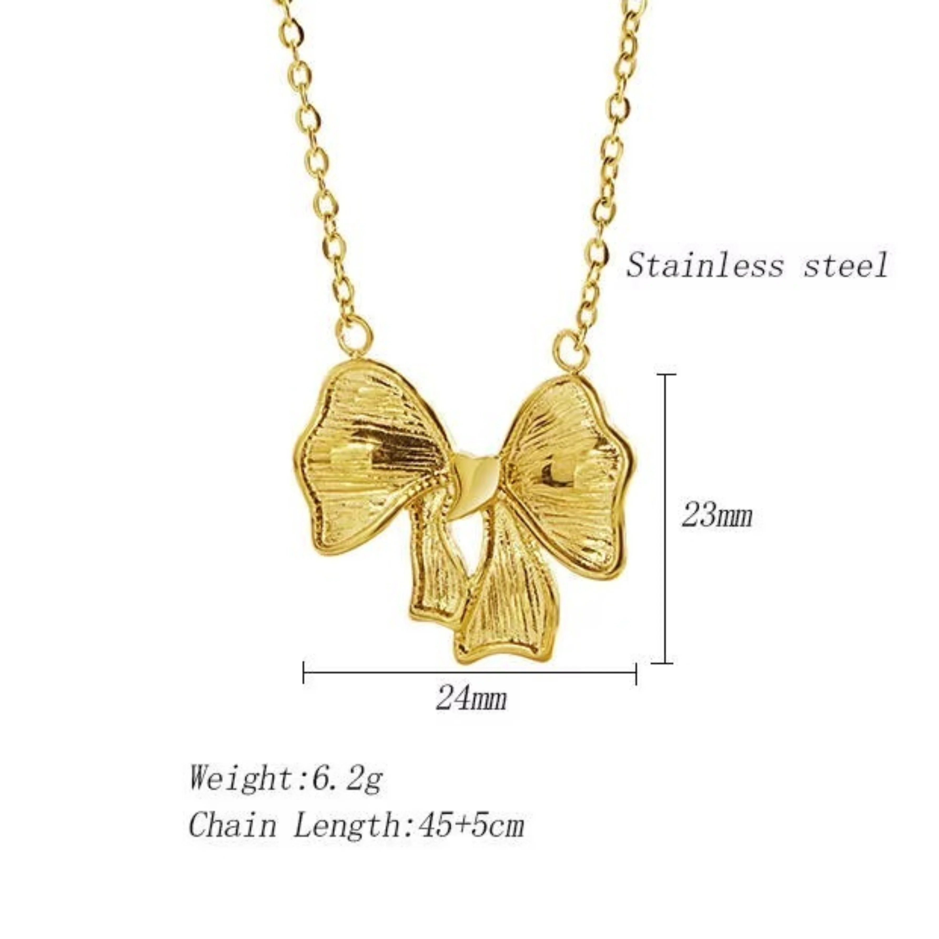 18K Gold Plated Bow  Anti Tarnish Necklace - Image 3