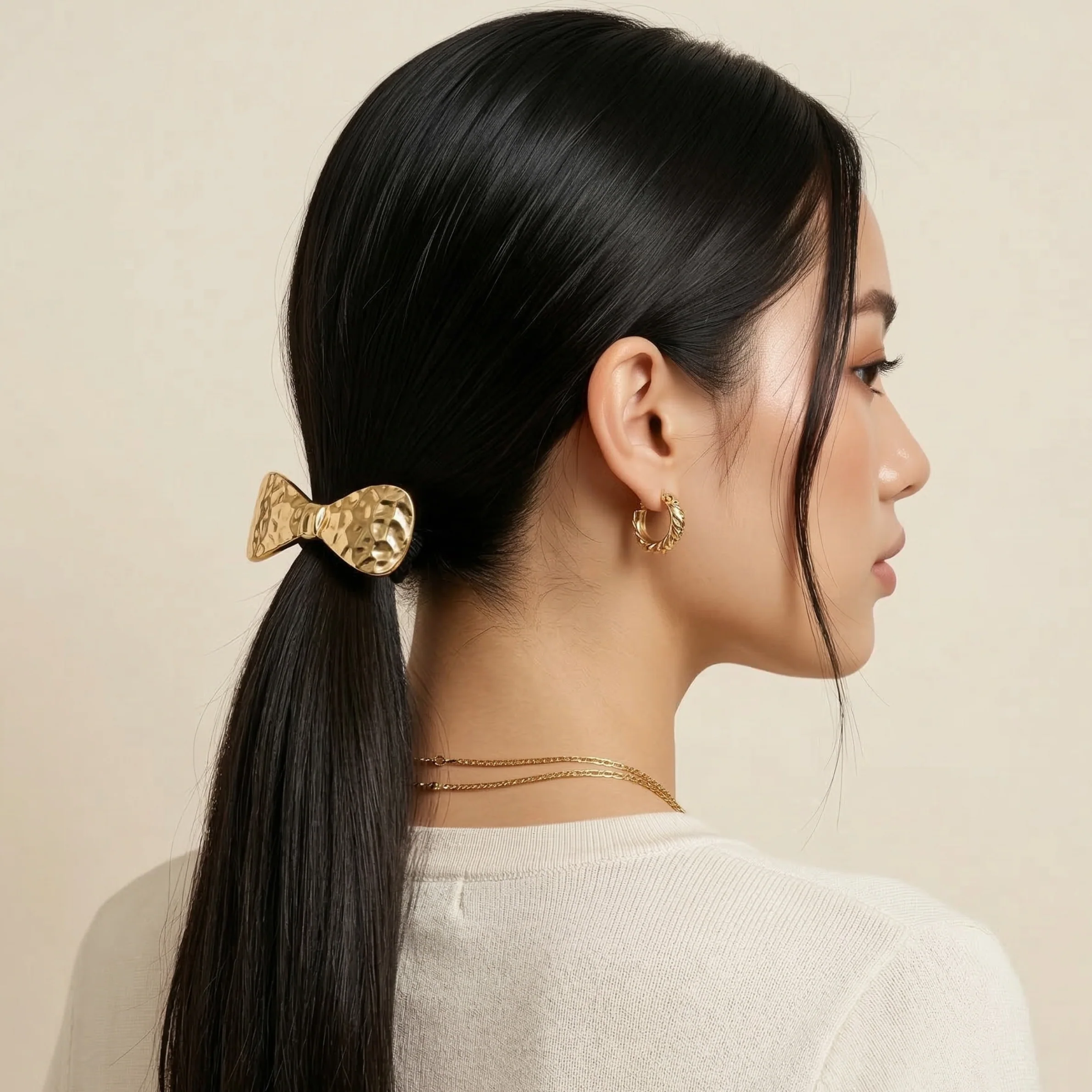 18k Gold Plated Bowline Hair Tie - Image 2