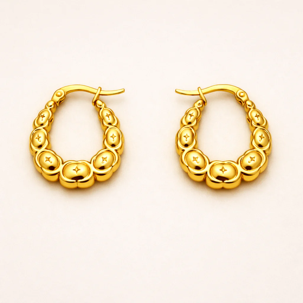 18K Gold Plated Bubble Hoop Earrings