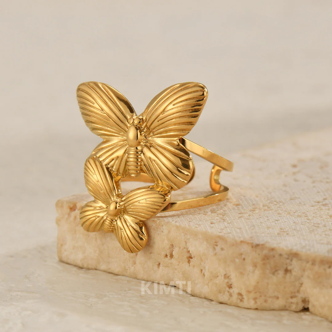 18k Gold Plated Butterfly Anti Tarnish Ring - Image 3
