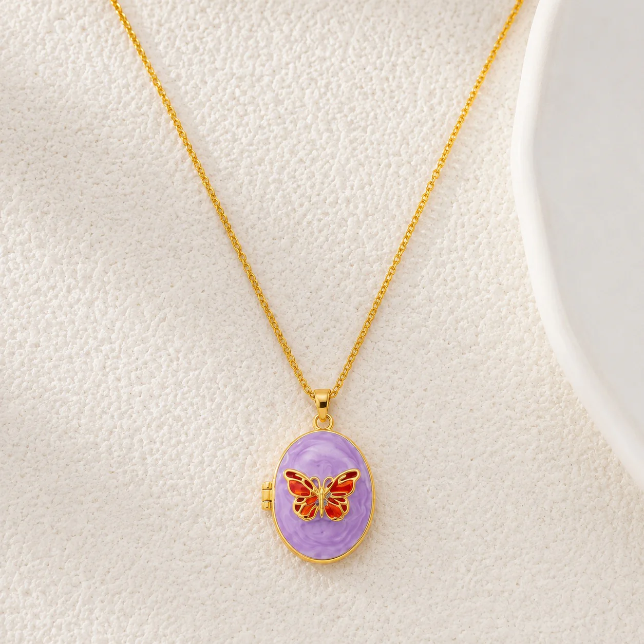 18K Gold Plated Butterfly Dream Locket Necklace - Image 3