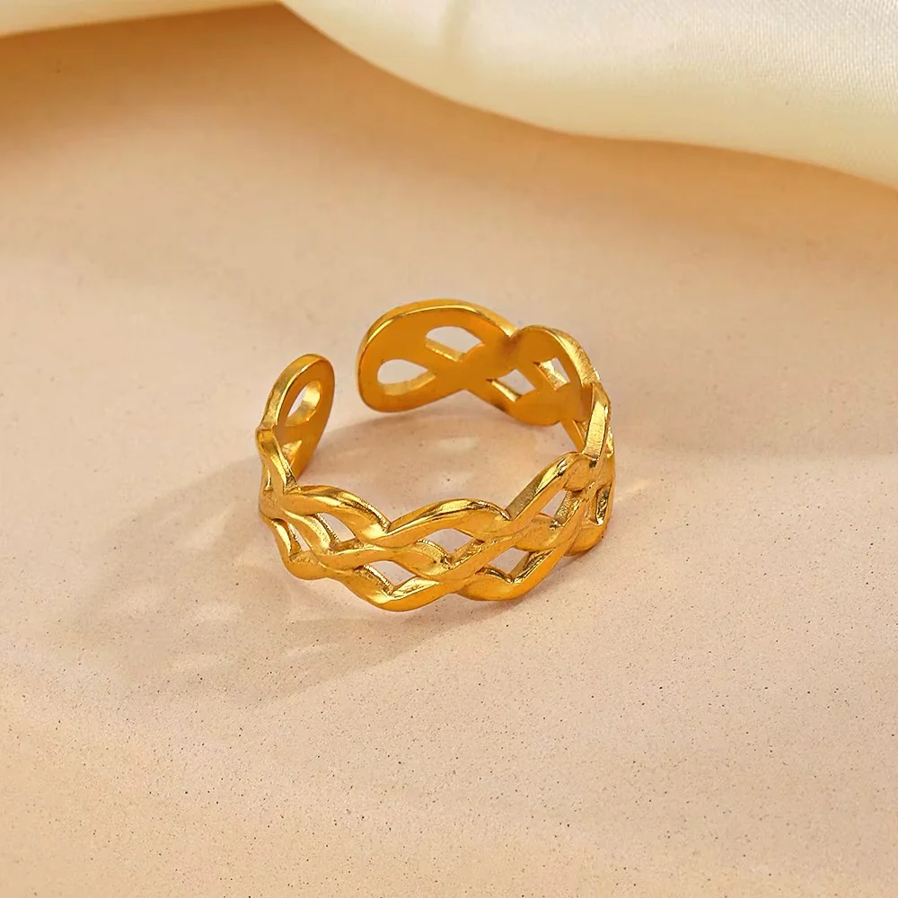 18K Gold Plated Chain Open Ring Fashion Jewelry - Image 3