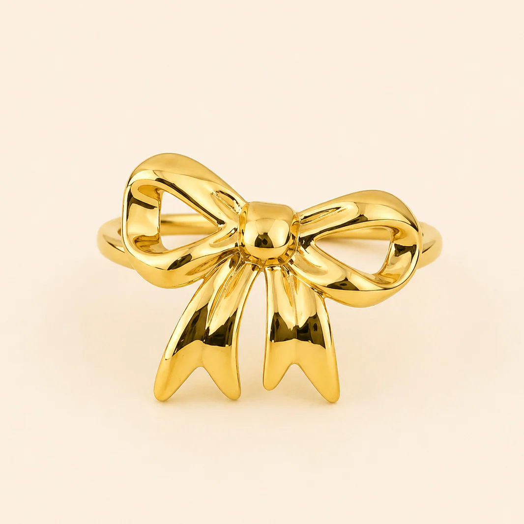 18K Gold Plated Chunky Bow Ring
