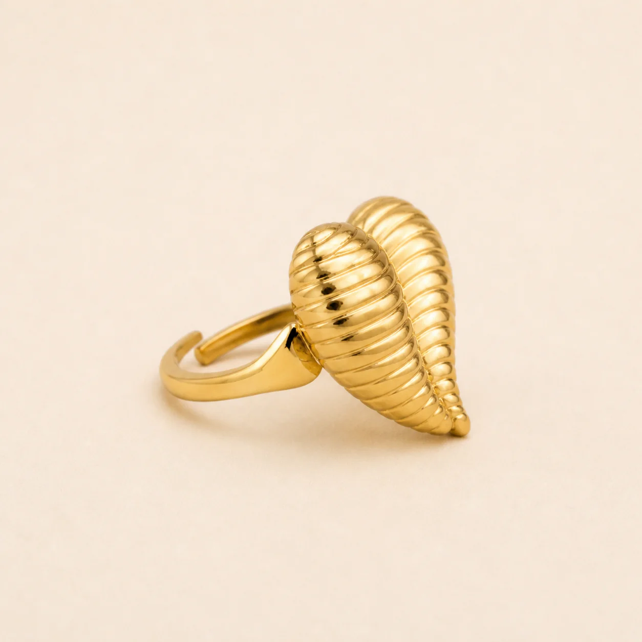 18K Gold Plated Chunky Love Style Ring - Image 2