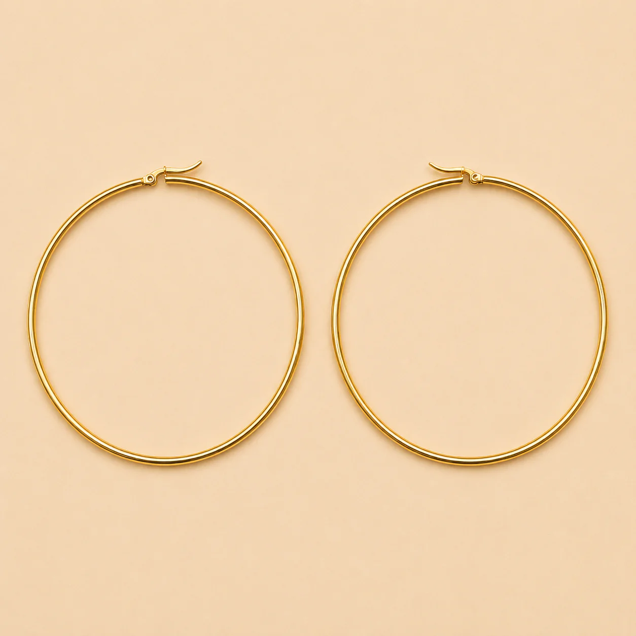 18K Gold Plated Classic Gold Oversized Hoop Earrings - Image 2