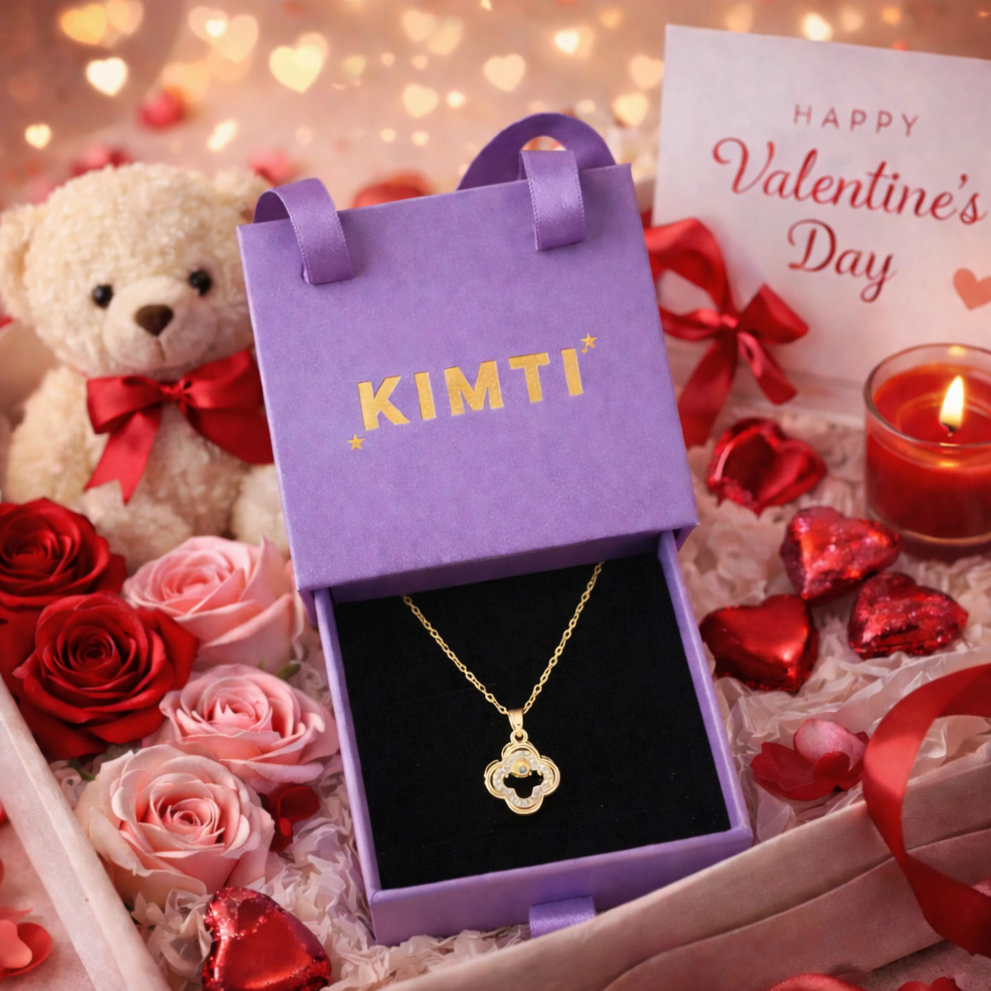 18K Gold Plated Clover Charm Necklace - Image 2