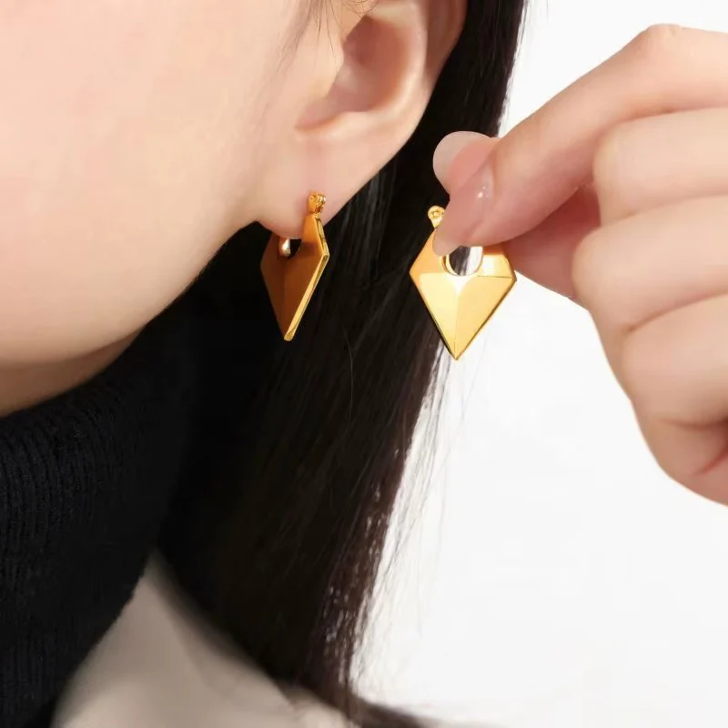 18K Gold Plated Conical Statement Hoop Earring - Image 2