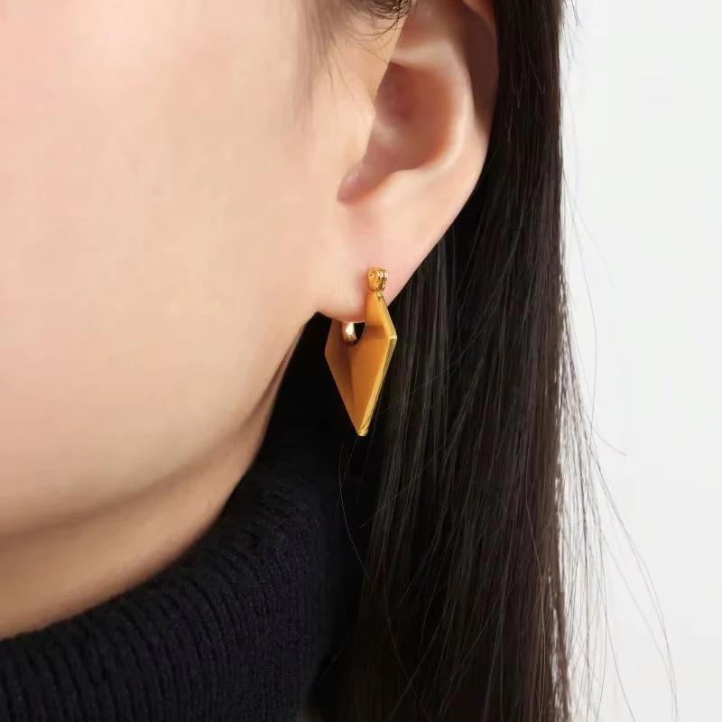 18K Gold Plated Conical Statement Hoop Earring - Image 3