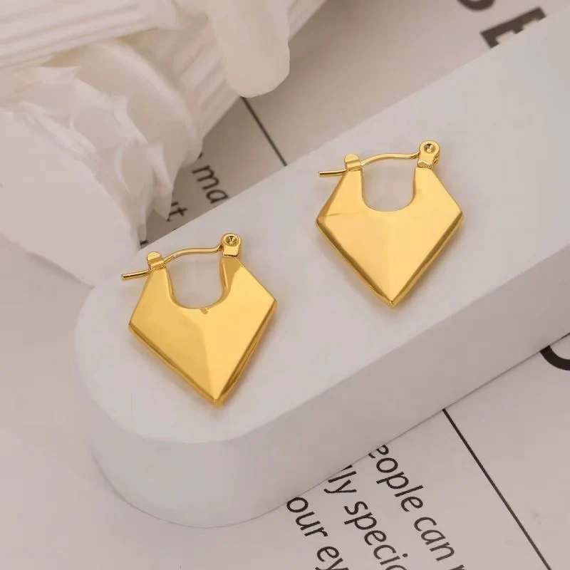 18K Gold Plated Conical Statement Hoop Earring - Image 4