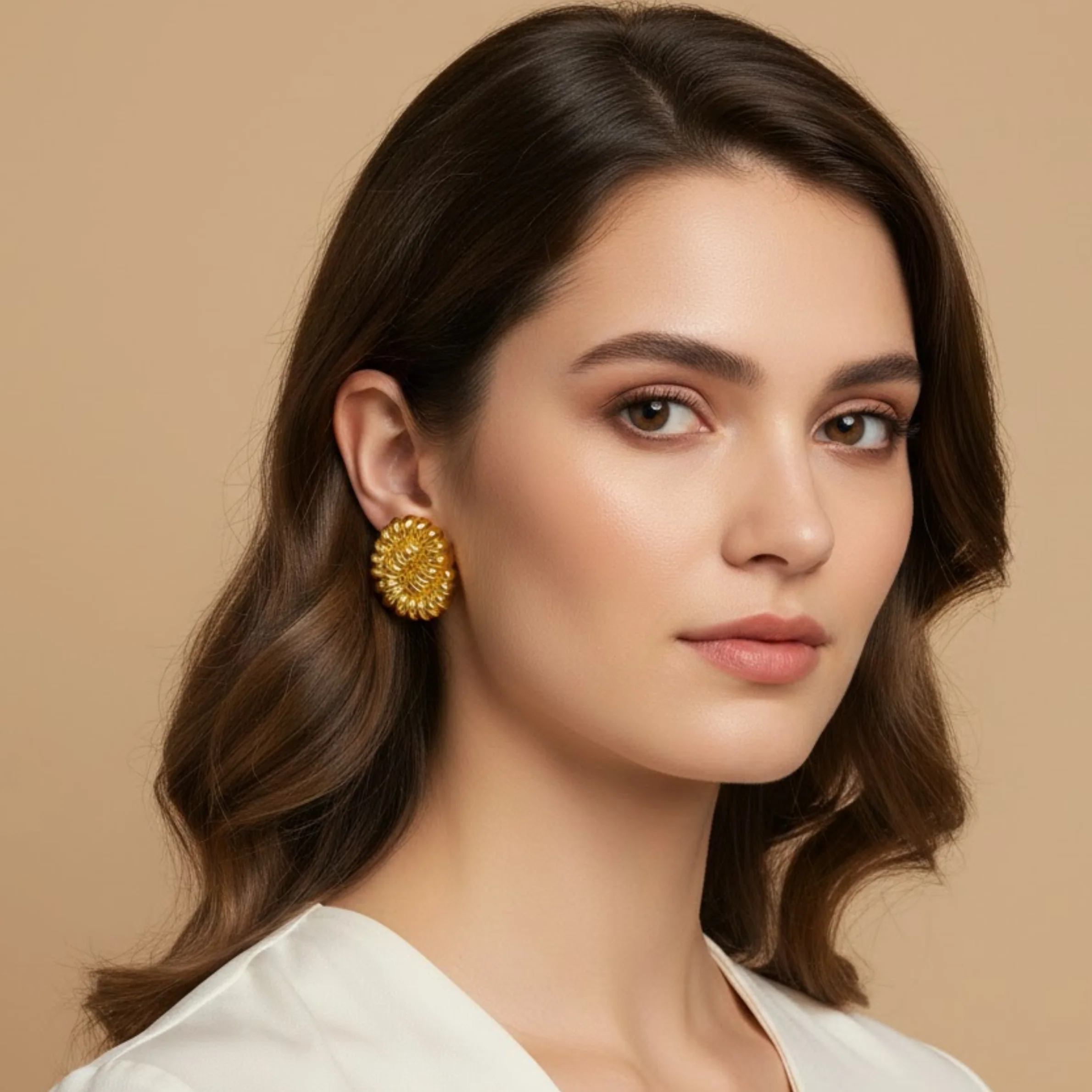 18K Gold Plated Contemporary Shaped Earrings - Image 2