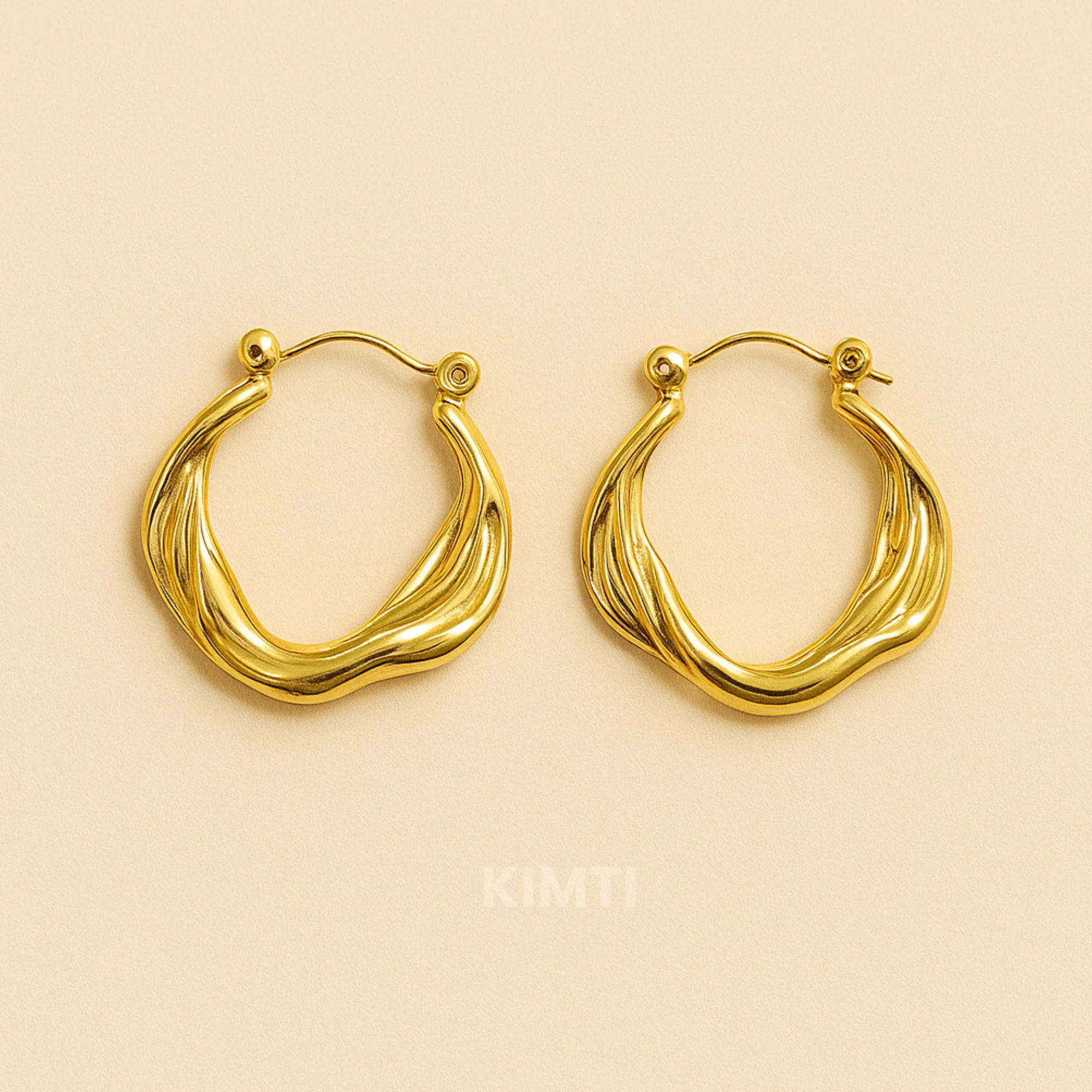 18k Gold Plated Prims Hoop Earring