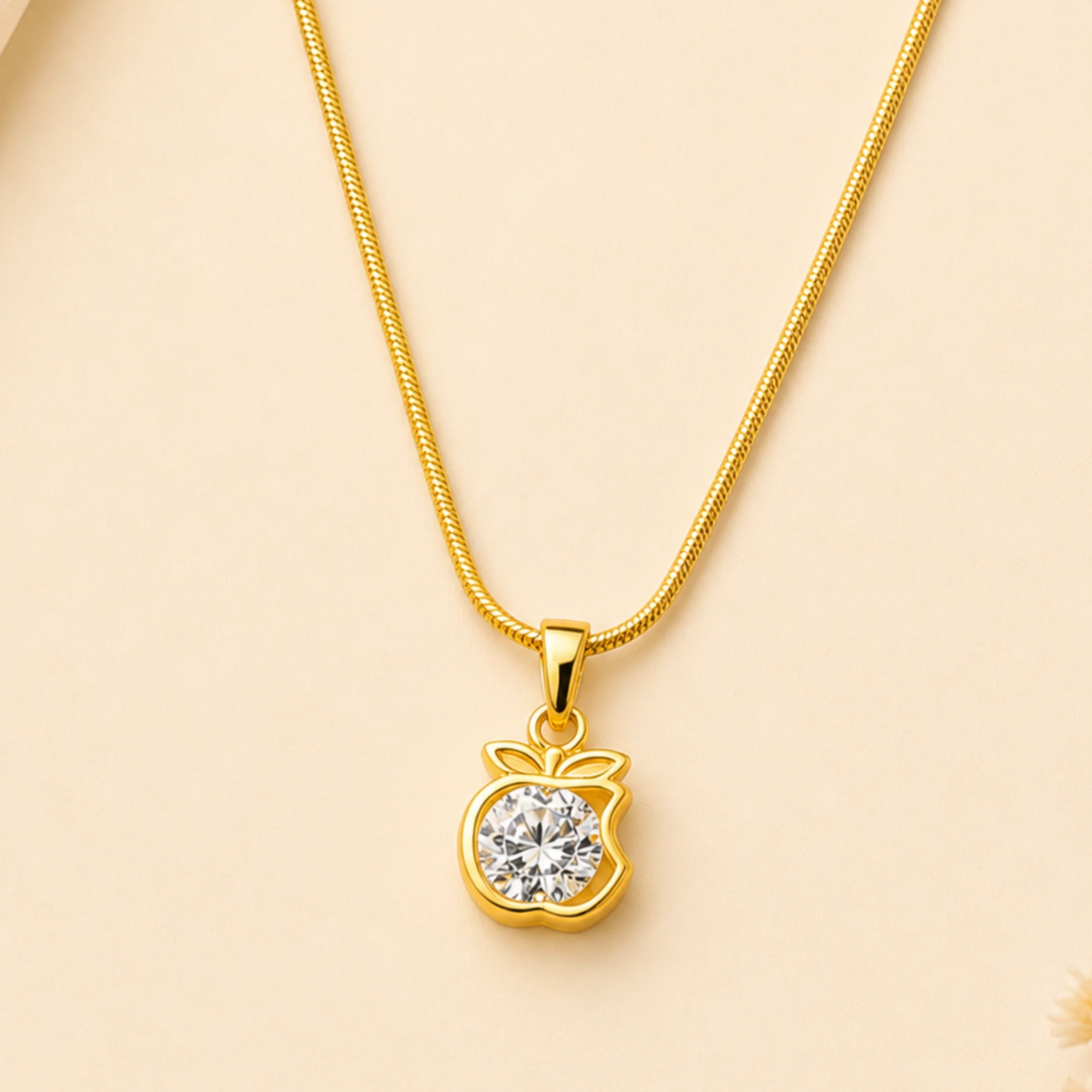 18K Gold Plated Crystal Apple Charm Pendant