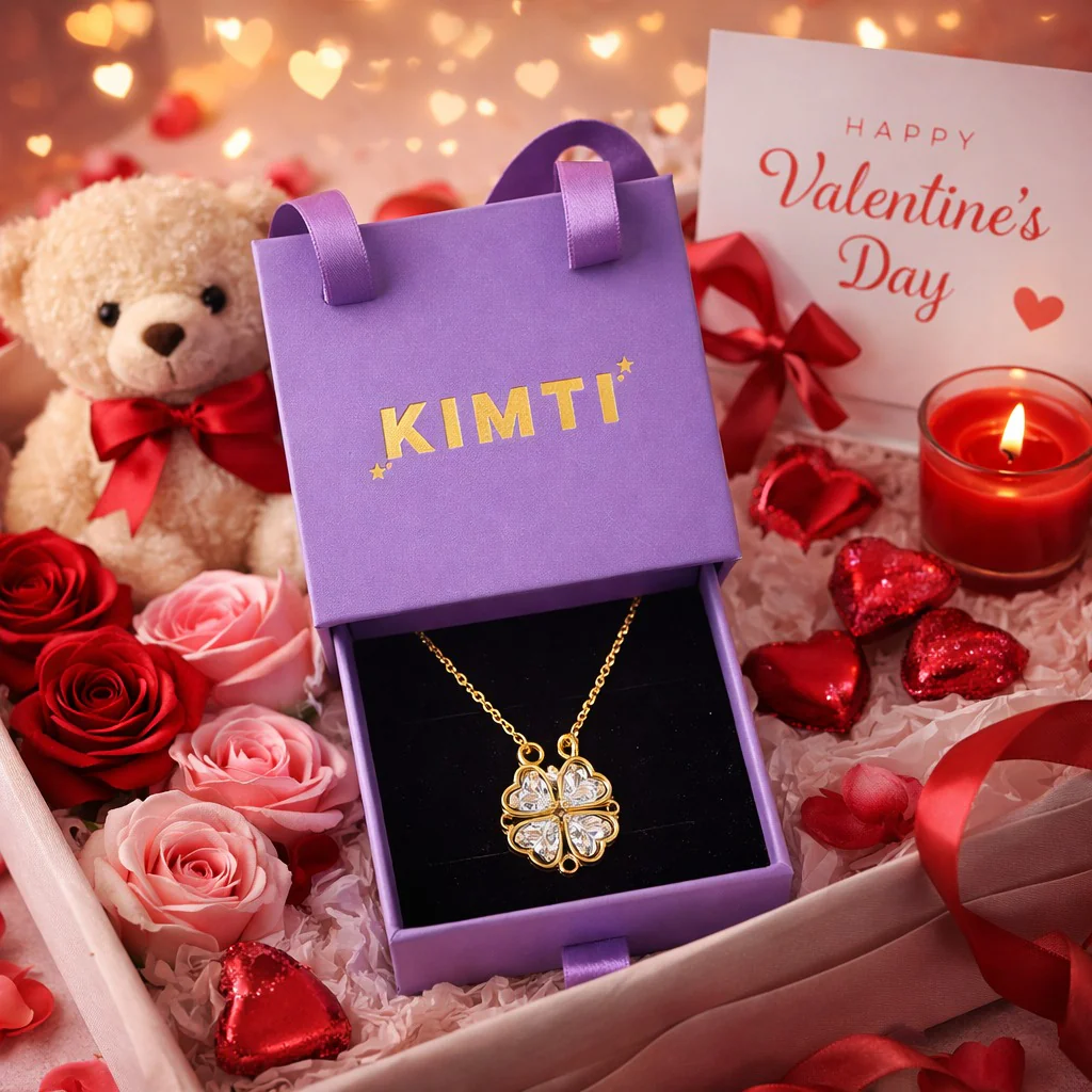 18K Gold Plated Crystal Clover Pendant Necklace - Image 4