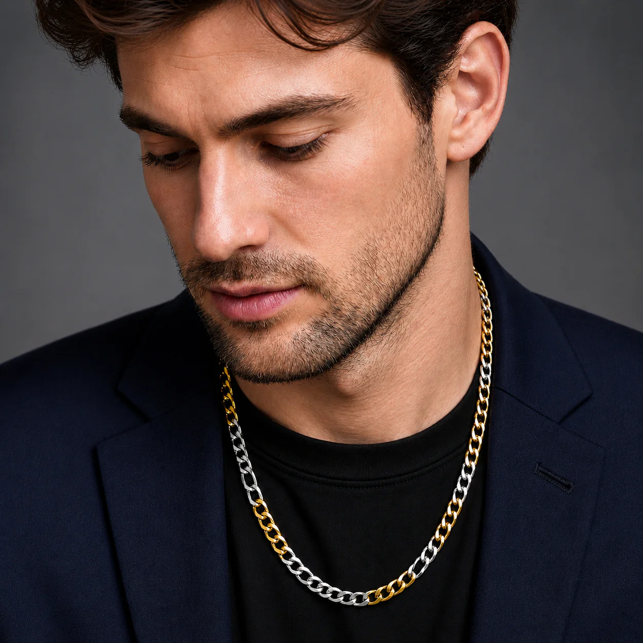 Men-Gold Duo Tone Stainless Steel Chain - Image 2