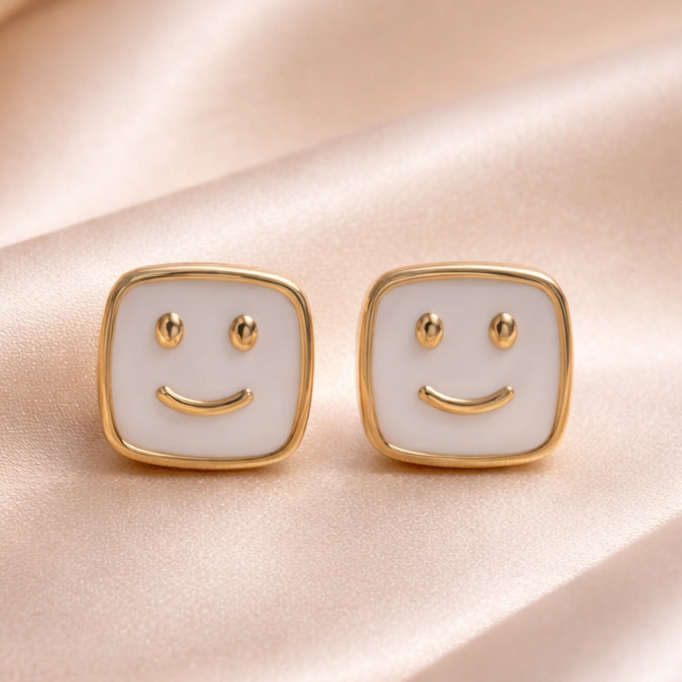 18K Gold Plated Cute Emoji Stud Earrings - Image 2
