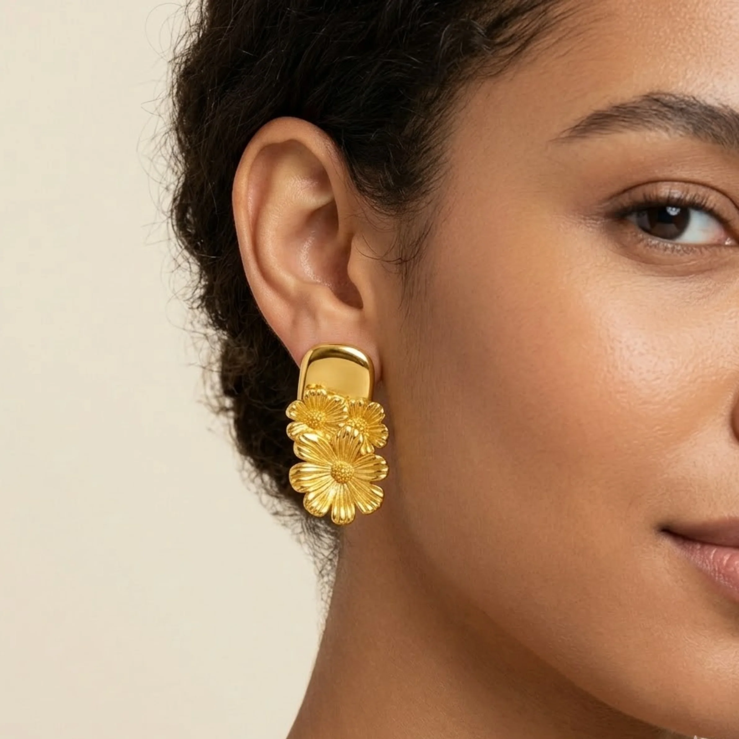 18k Gold Plated Daisy Drizzle Earrings - Image 2