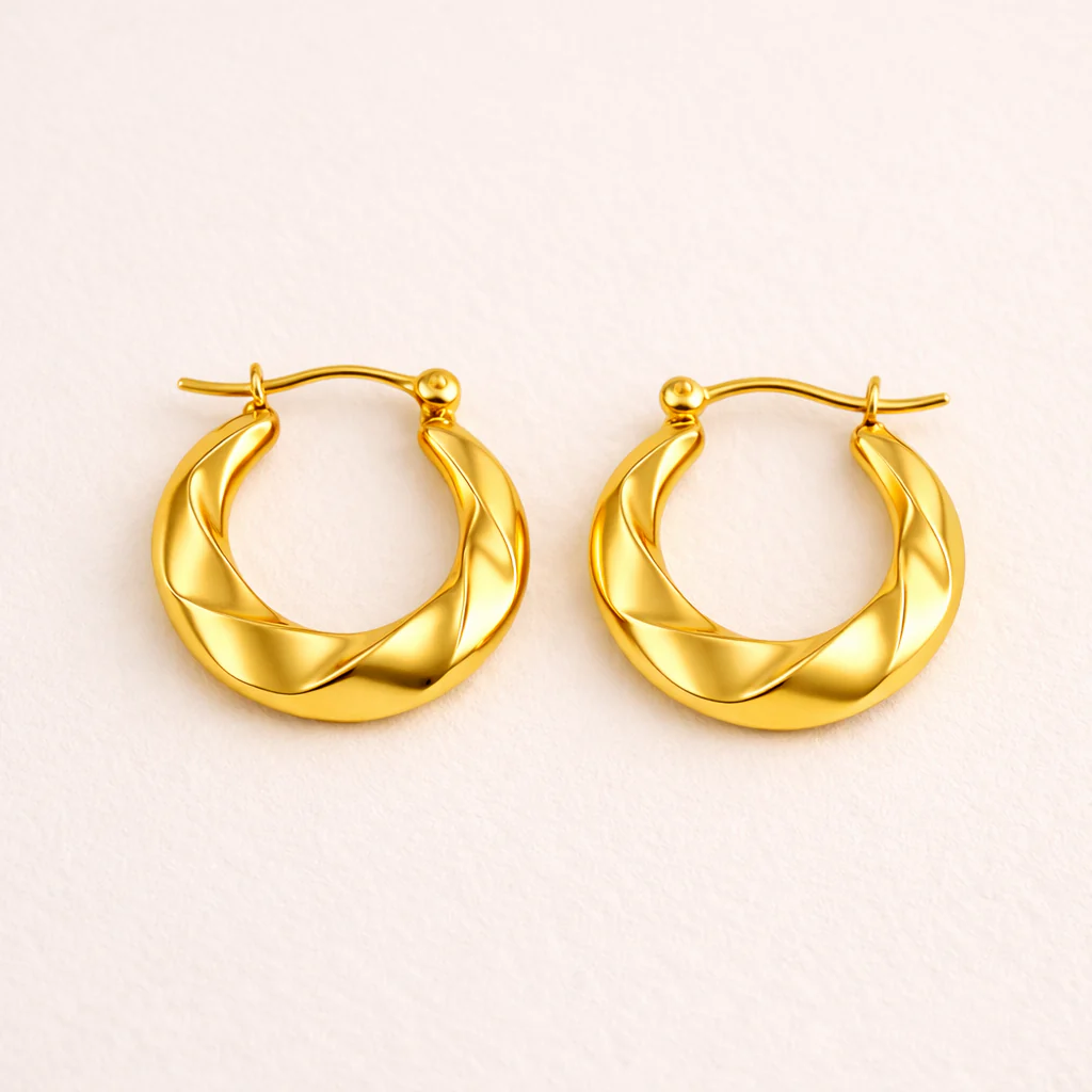 18k Gold Plated Circular Ear Cuff Hoop Earrings