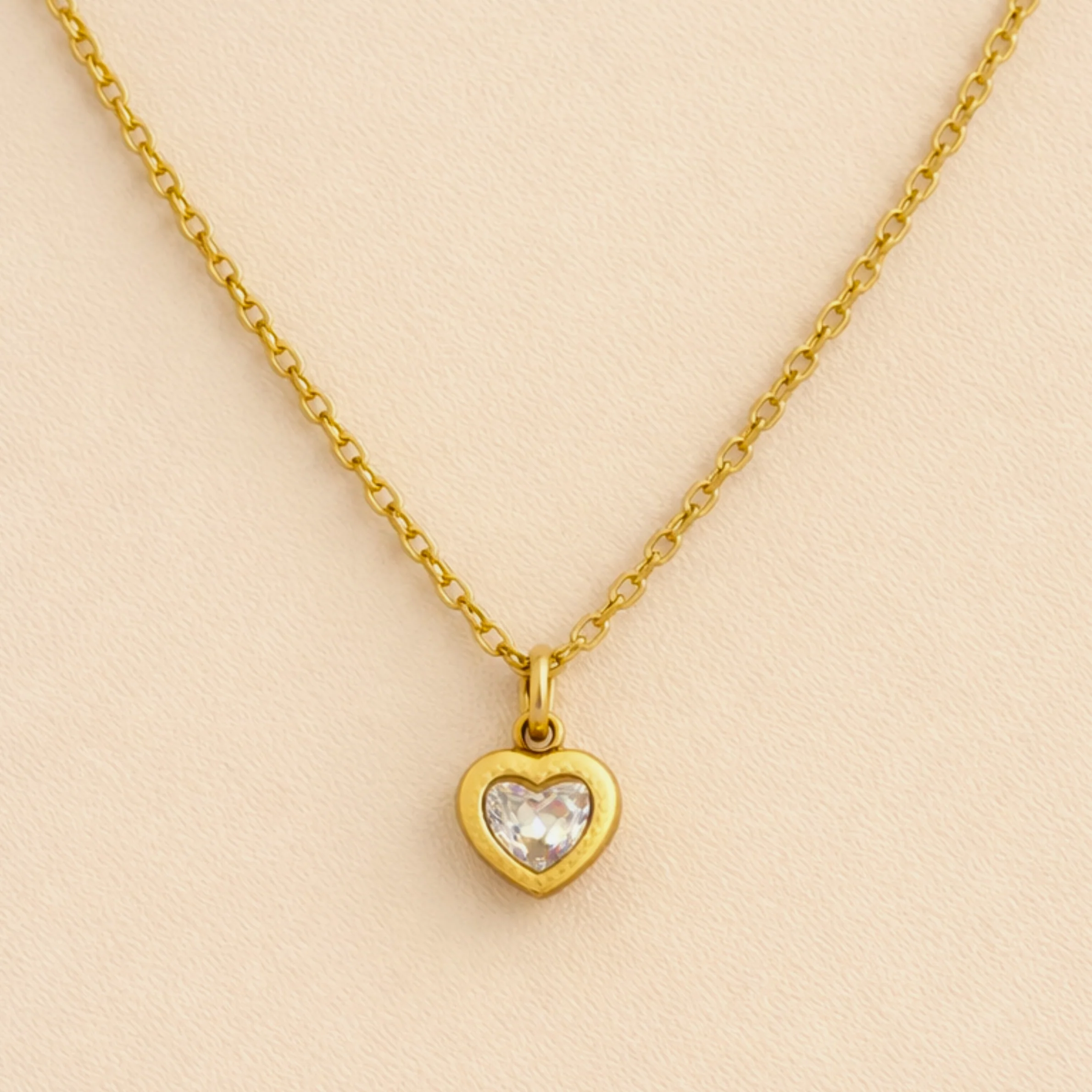 18K Gold Plated Diamond Heart Necklace