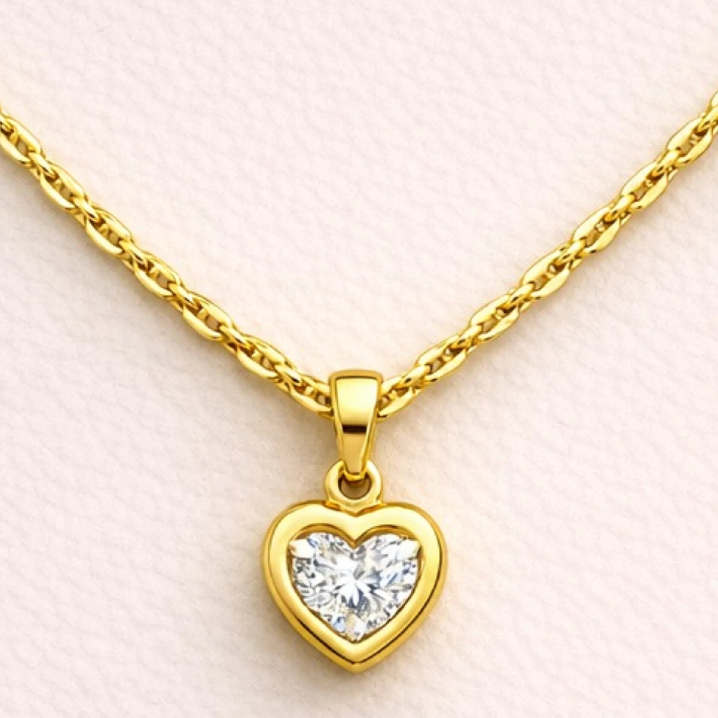 18K Gold Plated Diamond Heart Necklace - Image 3