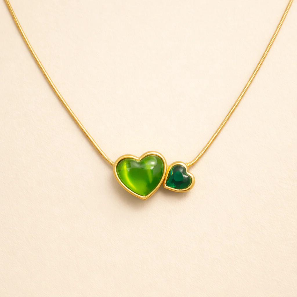 18k Gold Plated Double Heart Necklace - Image 2