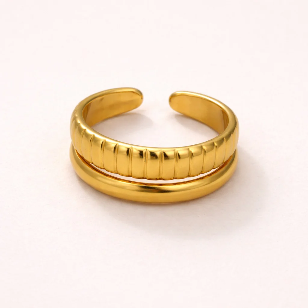 18k Gold Plated Double String Ring