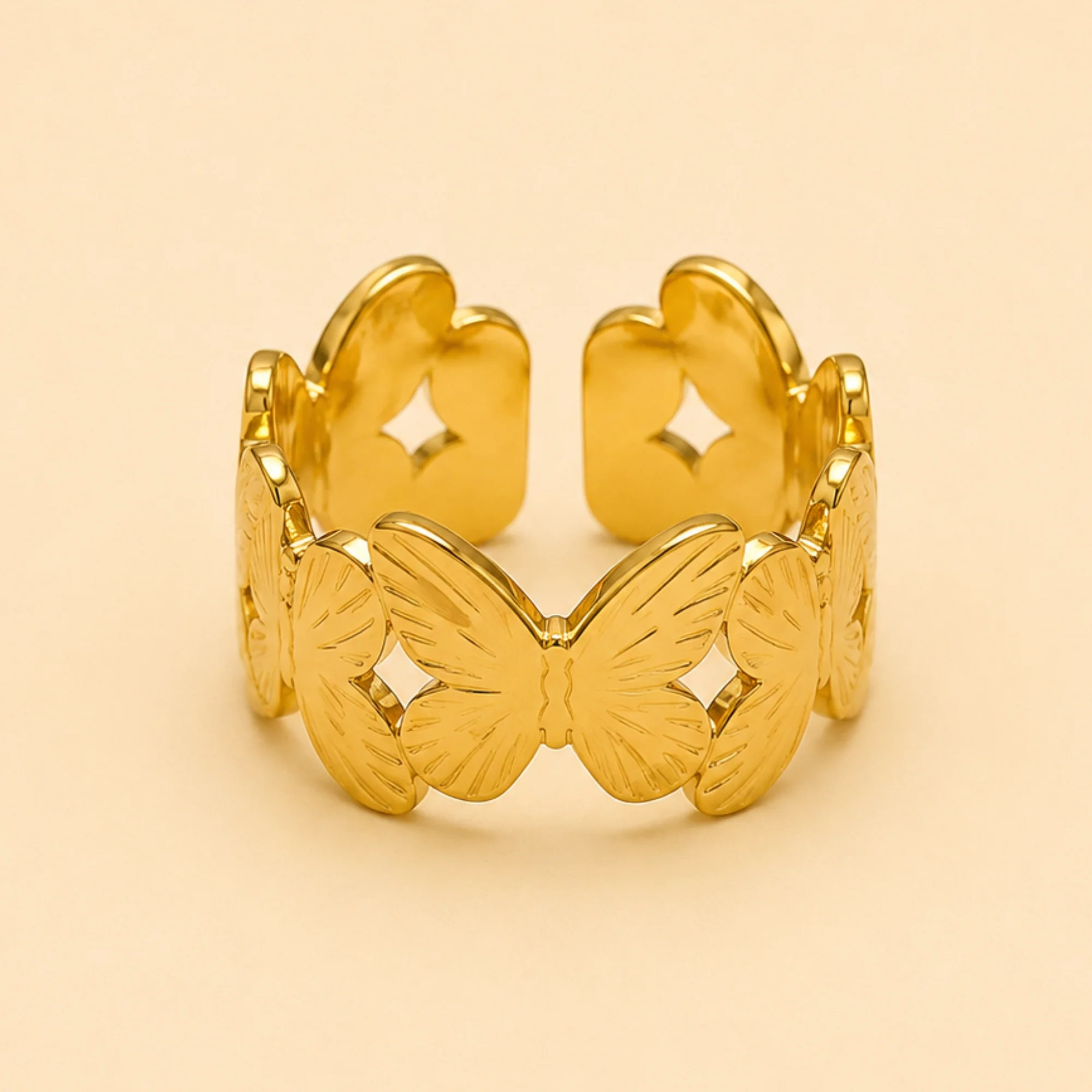18K Gold Plated Elegant Butterfly Band Ring