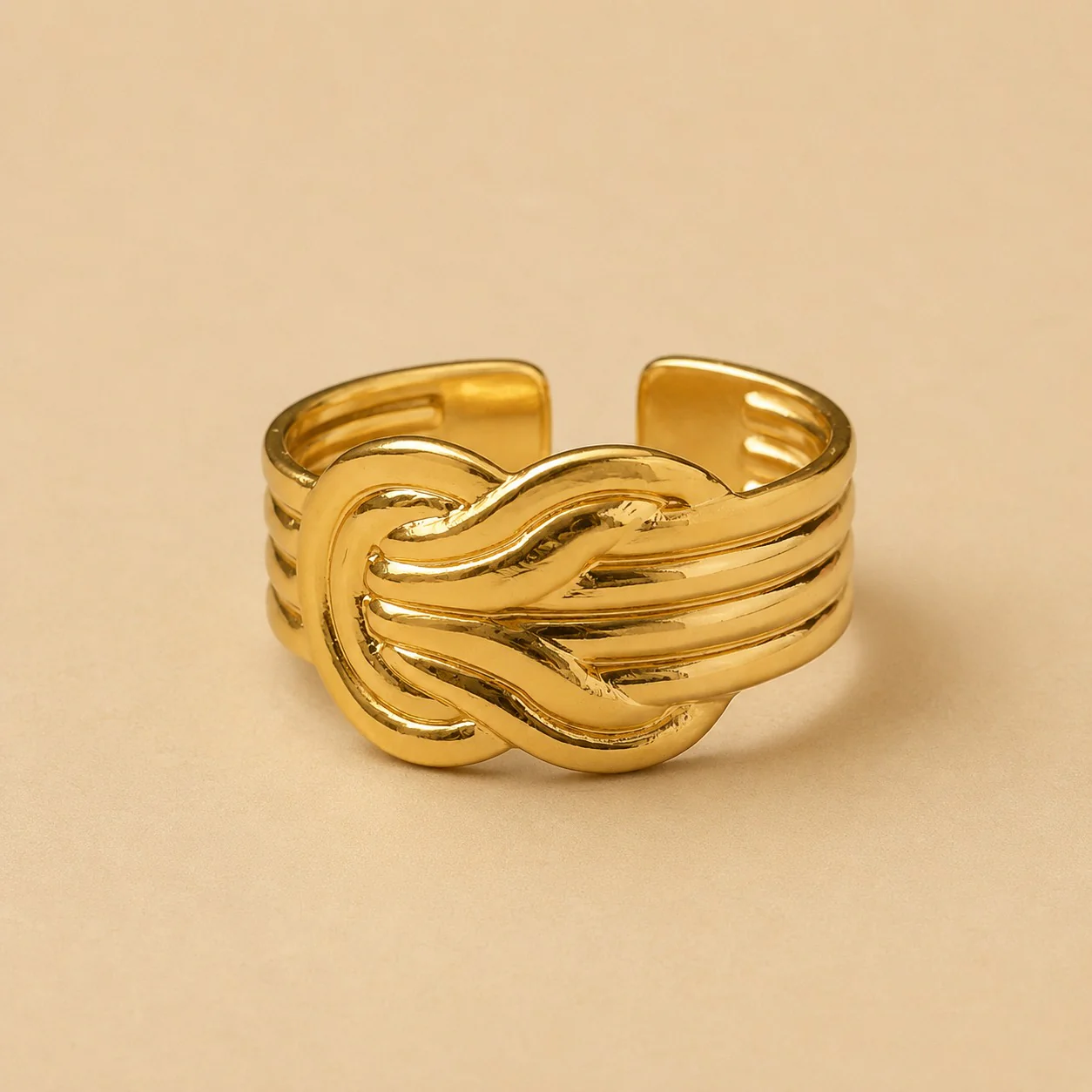 18K Gold Plated Elegant Ripple Ring
