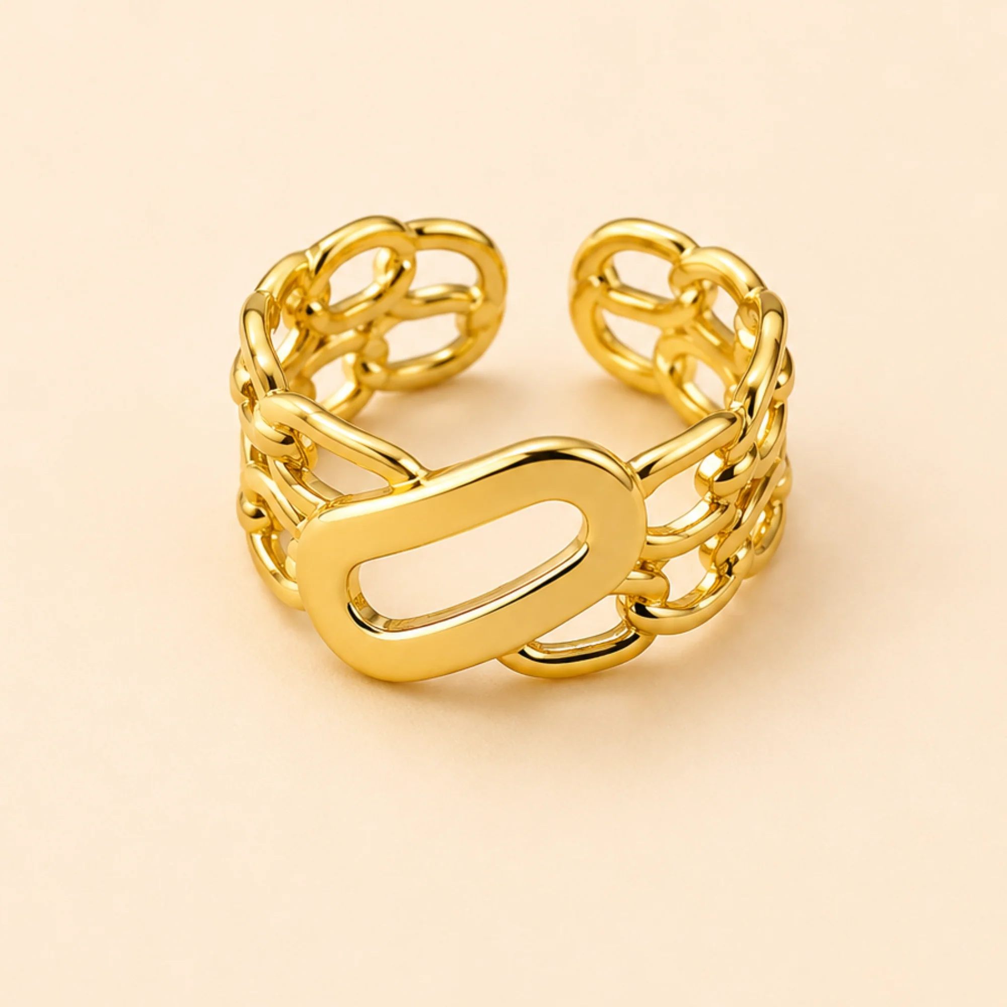 18K Gold Plated Elite Link Gold Ring
