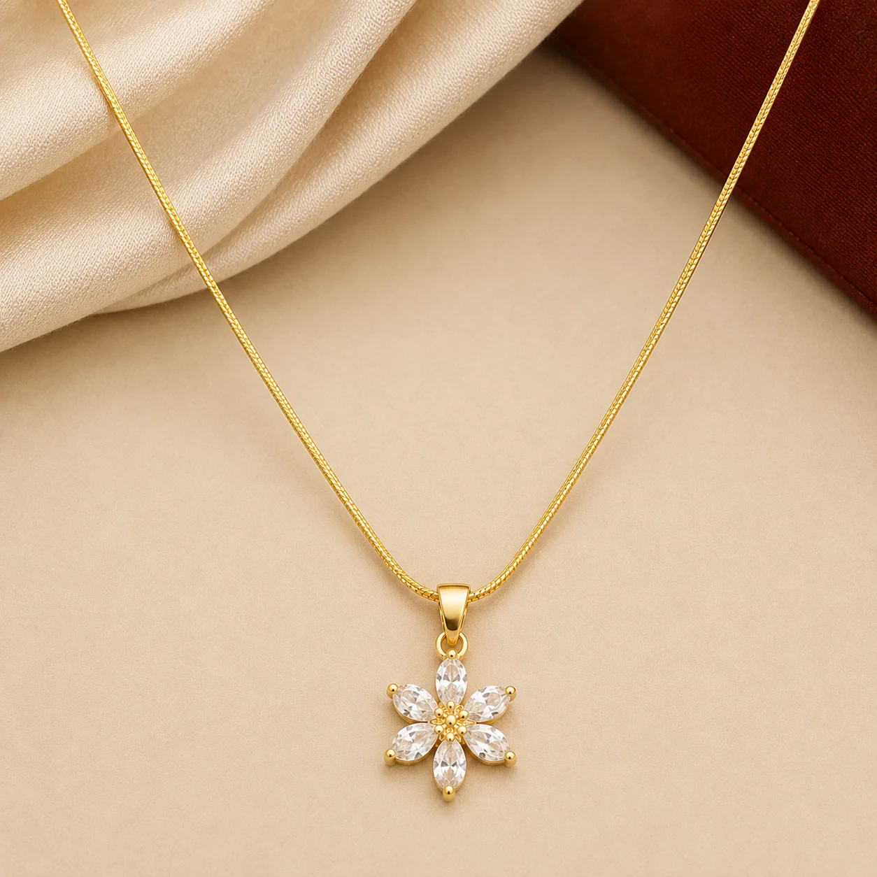 18K Gold Plated Flower Pendant Necklace